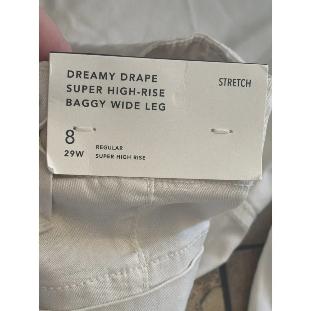 American‎ Eagle Womens 8x30 NWT Dreamy Drape Baggy Wide Leg Cream Cargo Pants - Picture 5 of 8